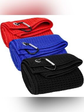 Microfiber Golf Towel 3 Pack 16" X 16" Waffle Pattern Golf Towel